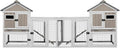 94''L Rabbit Hutch Outdoor Chicken Coop with Run, Wooden Indoor 2 Story Bunny House with Waterproof Roof, Pull Out Tray, Guinea Pig Rabbit Duck Cage for Small to Medium Animals and Pet Lover, Gray
