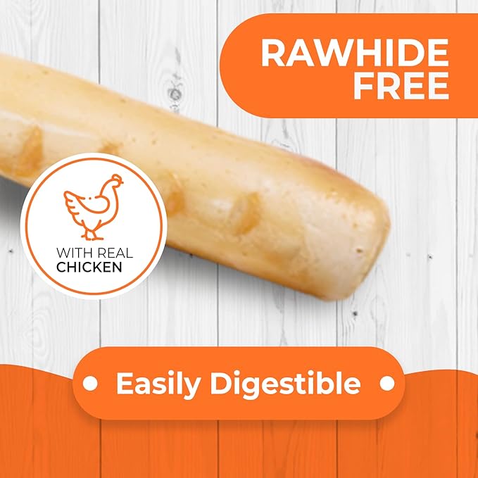 Canine Naturals Chicken Recipe Chew - Rawhide Free Dog Treats - Made from USA Raised Chicken - All-Natural and Easily Digestible - Mini (6 Count) for Dogs Under 20 lb