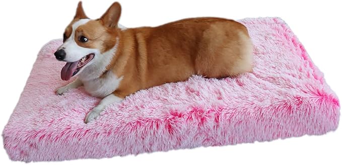 huraty Soft Crate Pet Bed Mat with Removable Cover Orthopedic Dog Pad Non-Slip Waterproof Cuddler Cushion Mat for Small Medium Dogs Cats, Pink, L