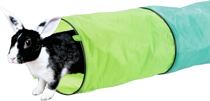 TRIXIE Rabbit Play Tunnel – Collapsible Pop-Up Play Tube for Bunnies, Guinea Pigs & Chinchillas – Small Pet Hideout Tunnel for Indoor Adventures – Multicolor, 51.25 x 7.25 x 7.25 in