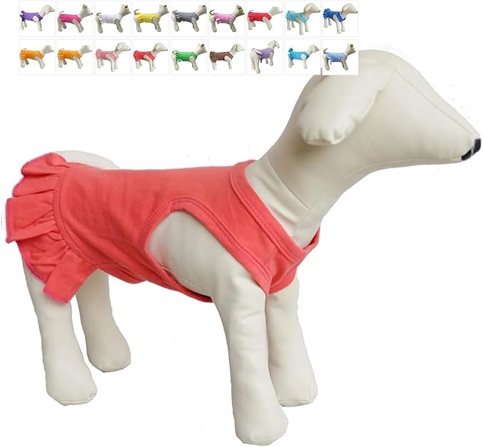 lovelonglong 2019 Dog Dress Sports Tee-Dresses Tanks Top for Miniature Small Size Female Dogs 100% Cotton L LobsterPink