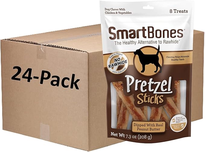 SmartBones No Artificial Colors or Preservatives Pretzel-Style Chews, Treat Your Dog to a Fun Shapped Rawhide-Free Chew 8 Count (Pack of 24), Count: 192