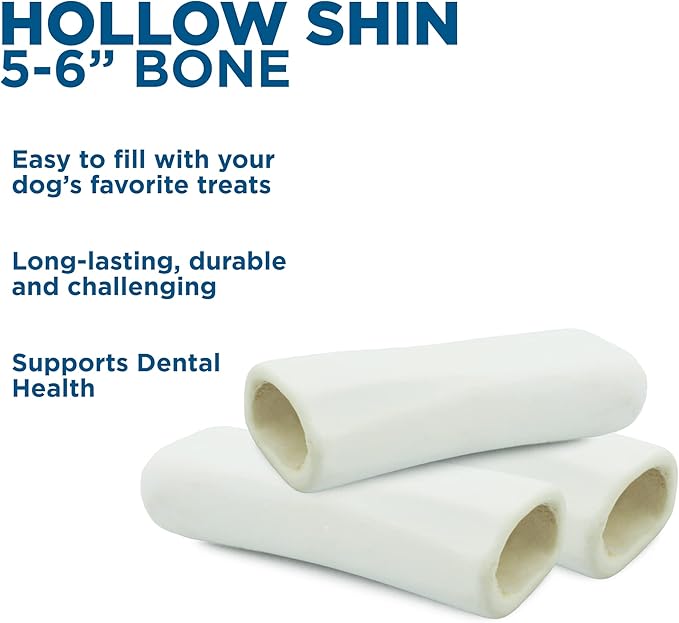 Best Bully Sticks 5-6 Inch Hollow Shin Bones for Dogs - 5 Count (Pack of 1) - Easily Digestible, Long-Lasting, Refillable Treat