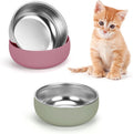 Kitten Bowls 2 Pack, Stainless Steel Cat Food and Water Bowl Set with Anti-Slip Silicone Bottom, 5 '' Wide Thick & Heavy Duty Metal Pet Dishes for Kittens, Cats and Puppies