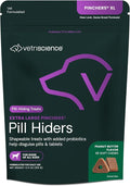 VetriScience Extra Large Pinchers Pill Hiders Chews, Non-Greasy with Probiotics for Dogs, Disguise Capsules and Tablets, Soft and Chewy, Gut and Immune Health, Peanut Butter, 45 Count