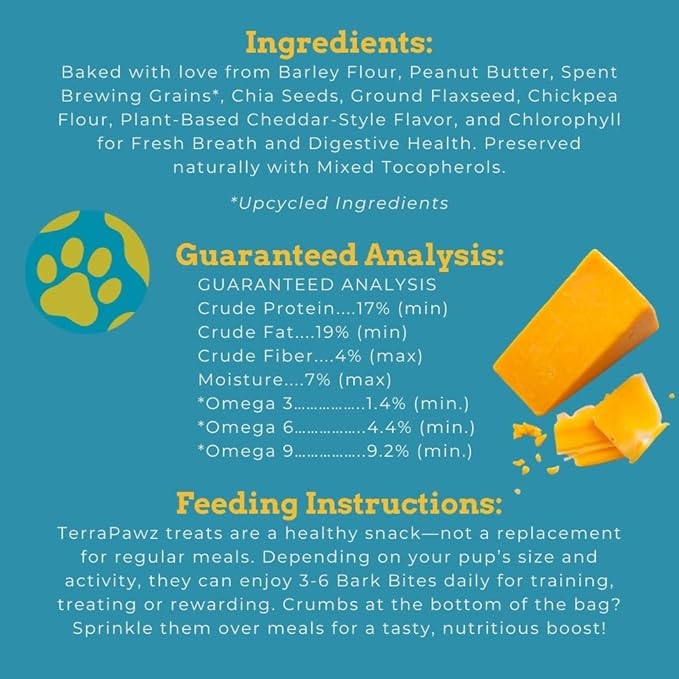TerraPawz Vegan Dog Training Treats – Cheezy Flavor, Plant-Based Functional Treats with Chia & Flaxseed for Skin, Coat & Dental Health, Omega-Rich Treats for All Dog Sizes Including Large Breeds(8 oz)
