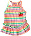 Dog Rainbow Stripe Dress Summer Cat Outfits Soft Breathable Cotton Outfits Clothes for Small Medium X-L XX-L Girls Puppy Lightweight Pet Dresses