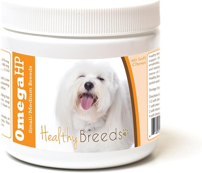Healthy Breeds Coton de Tulear Omega HP Fatty Acid Skin and Coat Support Soft Chews 60 Count
