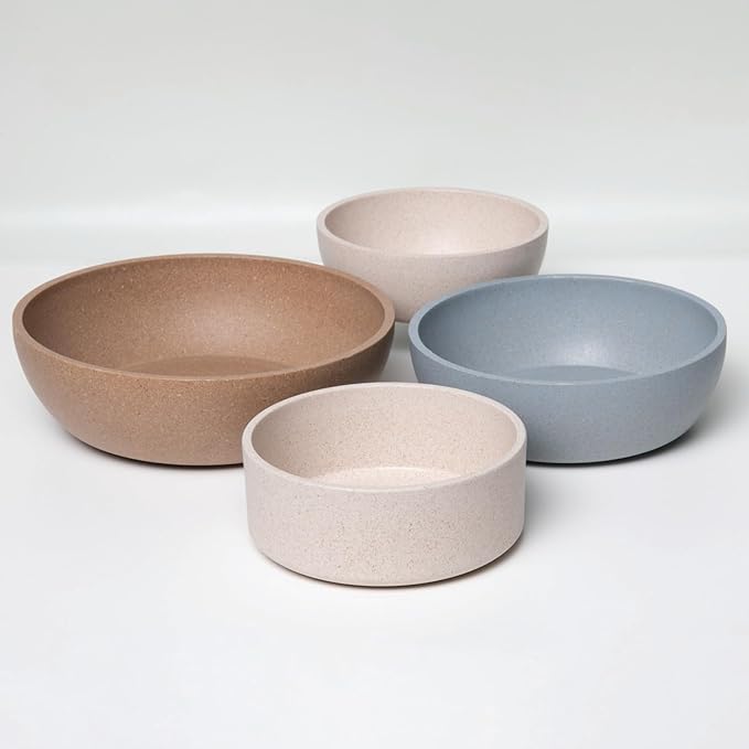 Loving Pets - Dolce Bamboo - Eco-Friendly Pet Bowls & Dishes for Dog, Cats, Puppy Food and Water Bowl -Sustainable and Dishwasher Safe, Made with Real Bamboo (Large, Oat-Beige)