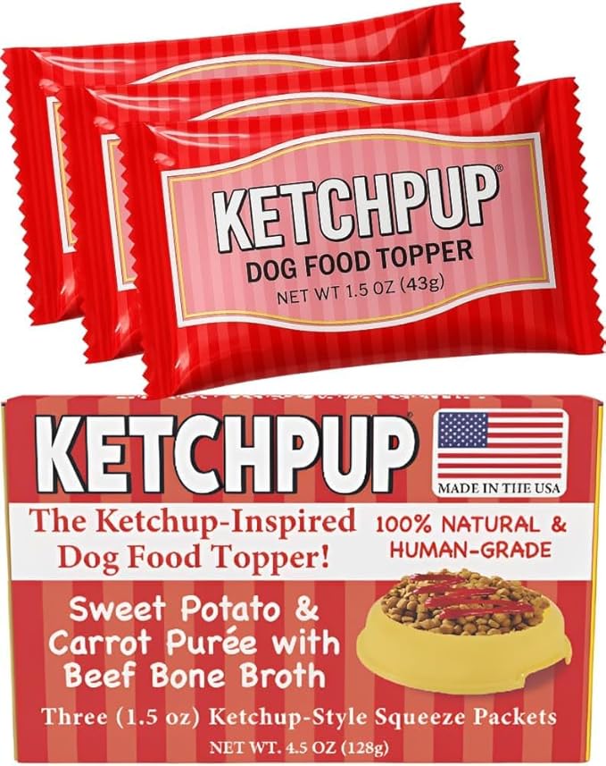 Chicken Jerky Fries (5 oz) + 3-Pack Dipping KetchPup Sauce (4.5 oz) – Made in USA with Natural Ingredients – American Classics for Pets
