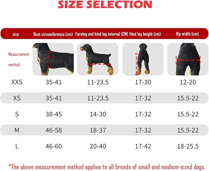Pet Hind Leg Mobility Wheelchair, Adjustable Dog Rehabilitation Walker, Disabled Senior Dog Rear Leg Support Cart with All-in-One Harness for Small Medium Dogs Cats(Red,M)