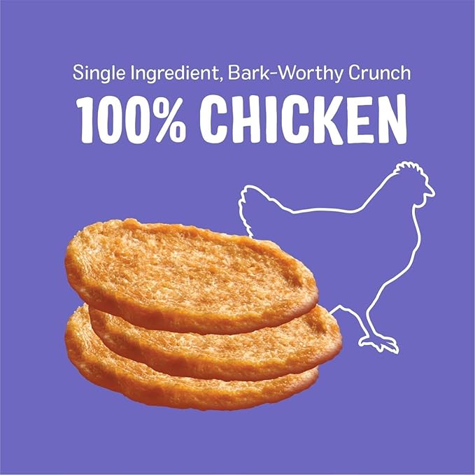 Three Dog Bakery Bark'N Crunch! Chicken Chips with 100% Real Chicken - 15 oz - Crunchy Treats for Dogs - High Protein Dog Snacks - Grain Free, No Corn or Soy, Single Ingredient Treats