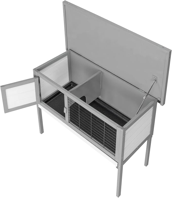 Outvita Rabbit Hutch, 36" Single Deck Waterproof Wooden Chicken Coop Wire Hen Quail House Indoor Outdoor Use,Bunny Cage Small Pet Animal Poultry Cage (Gray)