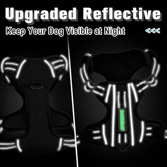BARKBAY Dog Harness No Pull with ID Tag Pocket - Heavy Duty, Reflective, Easy Control for Small Dogs(Black,S)