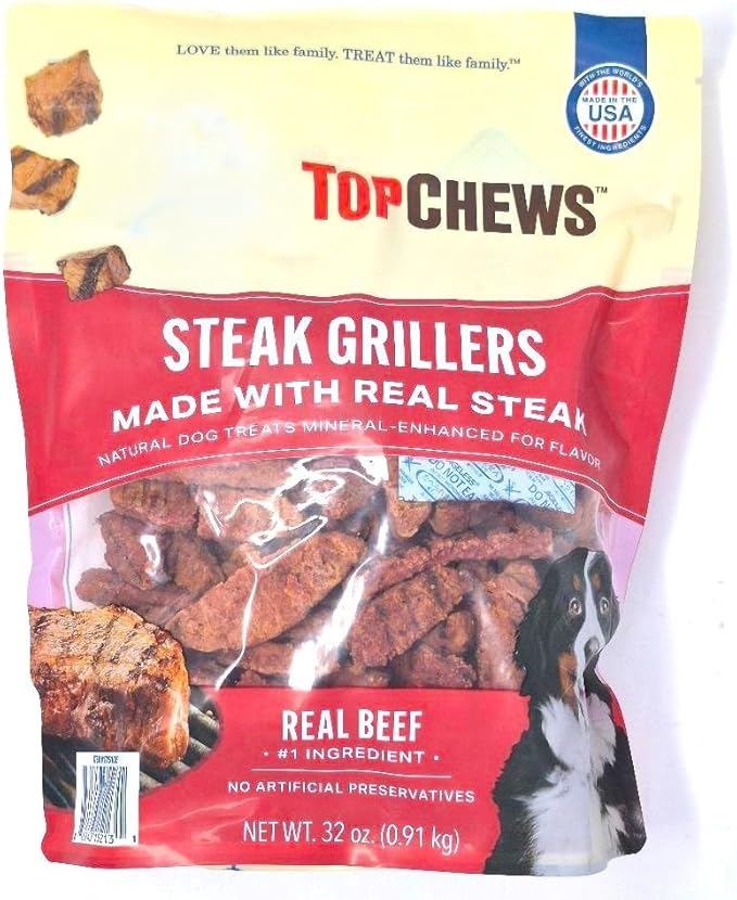 Top Chews Steak Grillers. Real Steak. Beef Dog Treats 32 oz.