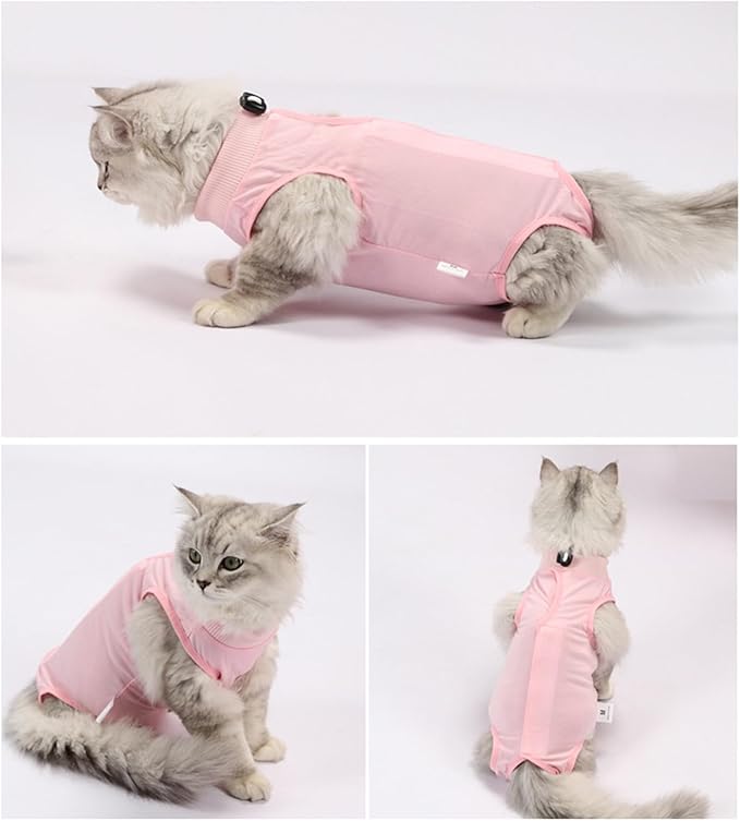 2 PCS Cat Recovery Suit for Spay Abdominal Wounds Female, Cat Onesie for Cats After Surgery, Pet Surgery Recovery Suit Kitten Onesie for Cats Anti Licking (Pure(2 PCS), Large)