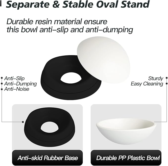 Cat Bowls Elevated Cat Food Bowl Adjustable Pet Dish Anti-Slip and Anti-Noise Raised Bowl Protecting Pet’s Spine Thickened Plastic Bowl Suitable for Indoor, 17 Oz