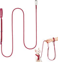 Hands Free Cat Leash Lightweight 5.6-10.1FT Adjustable Durable Rope Leash with Padded Handle, Versatile Crossbody Waist Lead for Cats Puppy≤26lbs Outdoor Walking (Burgundy, M 5.6-10.1FT)