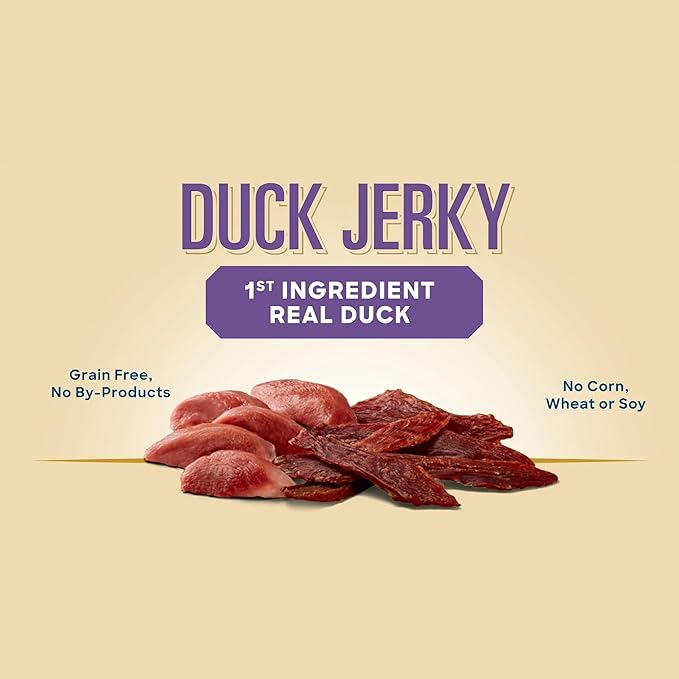 Golden|Rewards Duck Jerky Dog Treats, 16 oz Bag, Real Duck Breast, Only 3 Ingredients, Low Fat, Grain-Free, No by-Products, No Corn Wheat or Soy, Natural High Protein Chews for All Dog Sizes