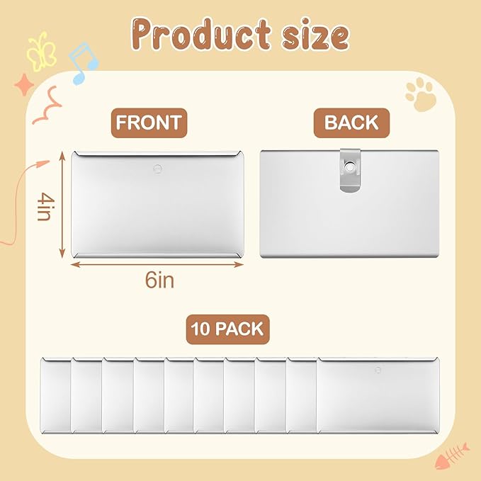 LEIFIDE 10 Pcs Metal Kennel Card Holders Kennel Accessories Dog Cat Boarding Cards Record Pet Care ID Info for Dog Hamster Cage Boarding Supplies for Veterinarian Shelter Grooming (4 x 6 Inches)