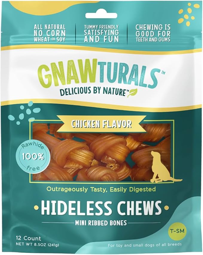 Rawhide Free Dog Chews | Ribbed Bones | for Small - Medium Dogs | Pumpkin, Psyllium Husk and Chicory Root for Easy Digestion and Overall Gut Health (12 Bones, Chicken)