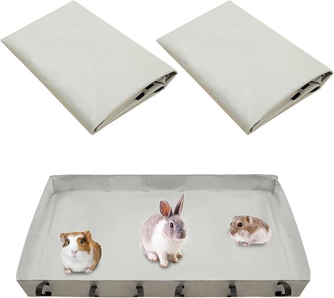 2 PCS Guinea Pig Cage Bottom Tarp for C&C Grids Habitat Cage Panel, 36x24 inches Guinea Pig Cage Liner Base,Washable Cage Liners for Small Animals Guinea Pig Cage,Rabbit Bunny Cage Liner(No Cage)