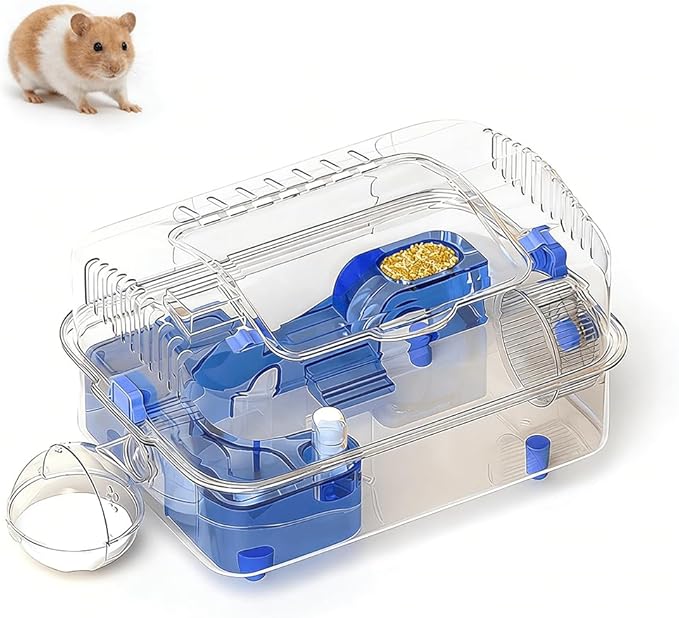 8-in-1 Dwarf Hamster Cage, No Assembly Full Transparent, Small Desktop/Breeding/Nursery Cage, 19.69×14.17×12.6 in,Fits Small Space/Kid’s Room, for Dwarf & Baby Hamsters