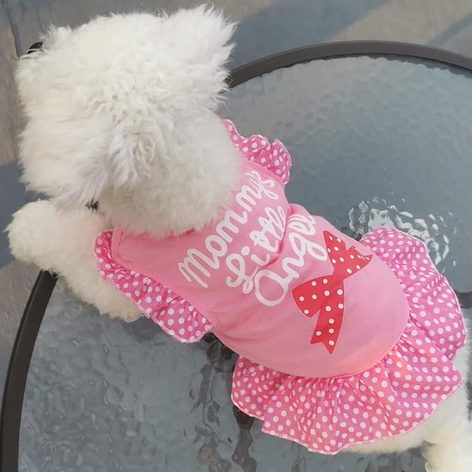 XPUDAC 4 Pack Dog Dress Shirt Puppy Skirt Cute Doggie Dresses Thanksgiving Clothes Dog Apparel for Small Dogs and Cats (Pink Angel, XX-Small(1-2 lbs))