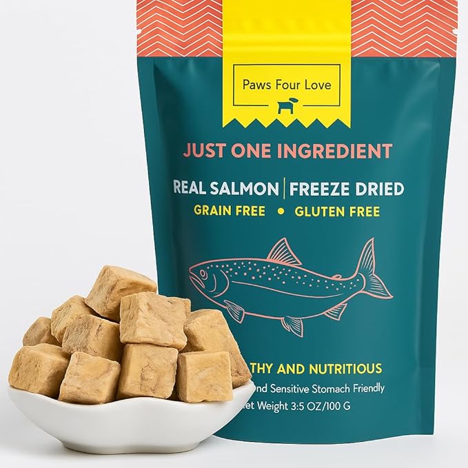 Organic Freeze-Dried Salmon Treats — Single Ingredient, Grain-Free & Gluten-Free — High Protein, Skin & Coat Support, Raw-Diet Friendly — Made in USA (Pack of 1)