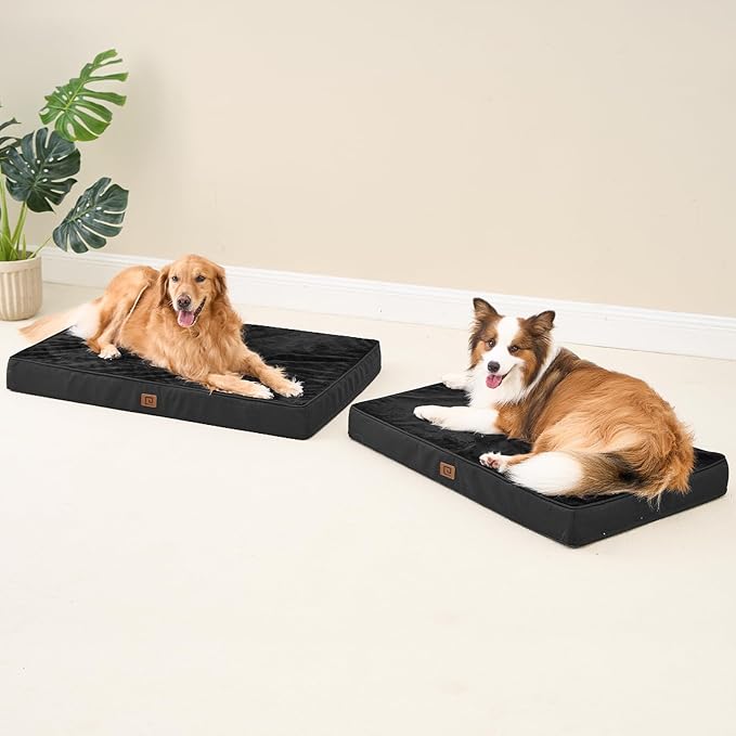EHEYCIGA Orthopedic Dog Bed Waterproof 41"x27", Memory Foam Pet Bed for XLarged Dogs, Washable Pet Mat with Removable Cover, Black
