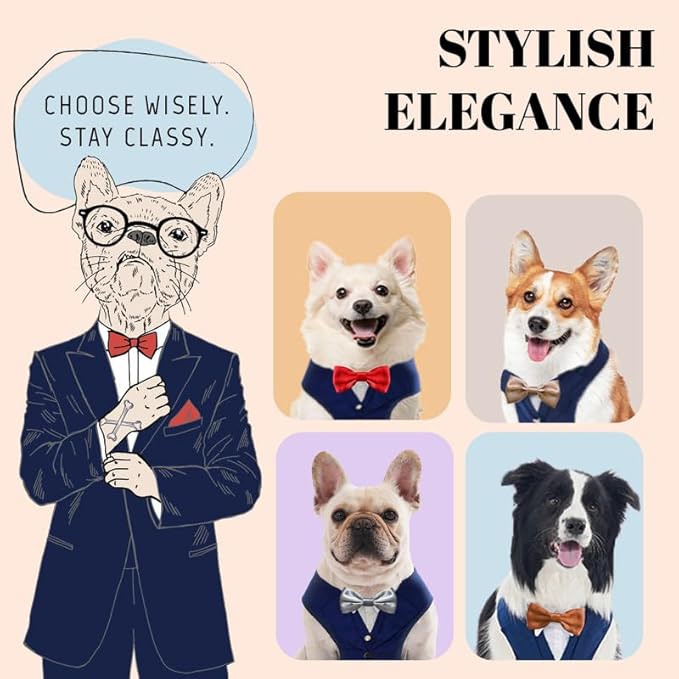 AVERYDAY Dog Tuxedo For Wedding Outfit, Aesthetic Dog Suit and Tie for Birthday, Halloween, Cosplay, Christmas Party, Formal Wear Dog Costumes with Bowtie, Dog Tuxedo for Small Dogs to Large Dogs Male
