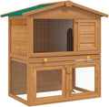 Large Rabbit Hutch Outdoor Solid Pine Wood Brown 37x36.6x38.2 inches Weather Resistant Cozy Home for Rabbits and Small Pets with Cover