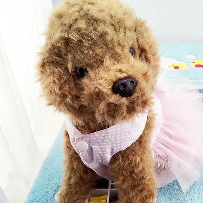 Dog Dresses, Fashion Pet Dog Clothes, Striped Mesh Puppy Dogs Princess Dresses (Pink, Large)