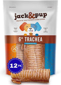 Jack&Pup 6 Inch Trachea Dog Chew | Single Ingredient Beef Trachea Treats for Dogs | Naturally Rich in Glucosamine and Chondroitin for Joint Health (12 Pk)