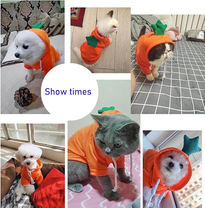 ANIAC Funny Pet Clothes for Small Dog Cat Carrot Dog Hoodies Warm Puppy Sweatshirt Coat with Fruit Hood Fall Cat Sweater Halloween Outfit Easter Dog Carrot Costume (Orange, XX-Large)