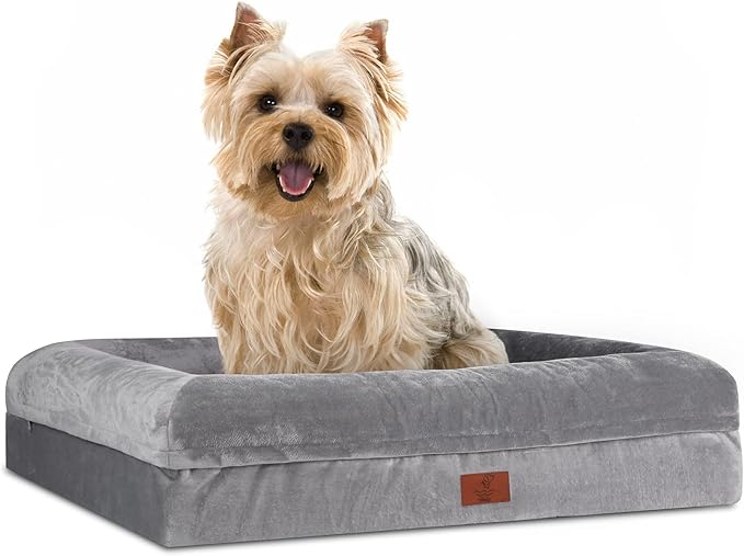 Orthopedic Dog Bed for Small Dogs, Waterproof Puppy Bed with Removable Washable Cover, Egg Crate Foam Small Dog Couch Bed with Removable Bolster Nonskid Bottom