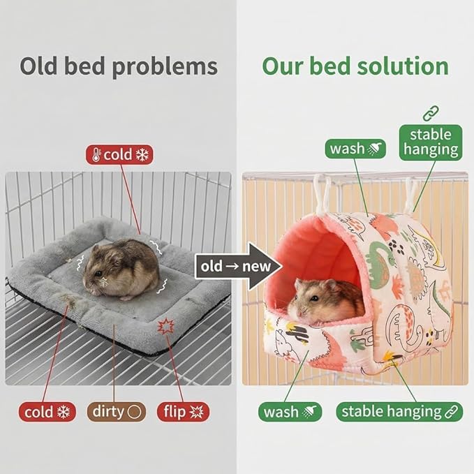 Guinea Pig Hideout 4 Pack, Washable Fleece Small Animal Bed & Tunnel, Cozy Guinea Pig House Cage Accessories for Bunny, Hedgehog, Chinchilla, Hamster, Ferret (Greenery,7.9 in)