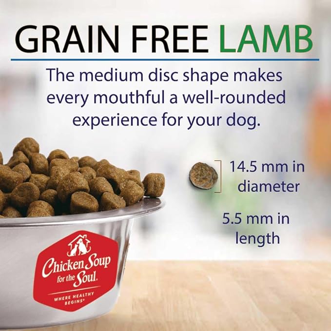 Chicken Soup for the Soul All Natural Premium Grain-Free All Life Stage Dry Dog Food, Real Meat First Ingredient, No by-Products, Added Taurine Supports Heart Health, Lamb & Pea, 4lb (Pack of 2)