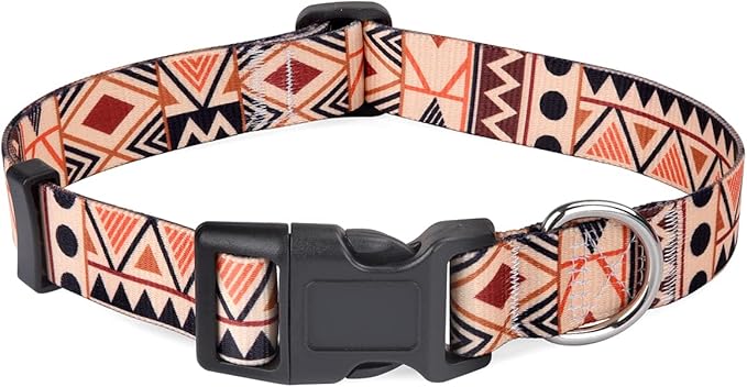 Dog Collar for Large Dogs, Soft Comfy Pet Collar for Small Medium Large Dogs, Geometry Pattern for Boy Girl Puppy Dogs(Beige Geometry,L)