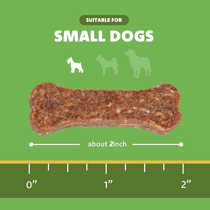 MON2SUN Low Fat Crunchy Training Treats for Small Dogs, 2 Inch Baked Bones with Chicken, Oats & Cranberry, 10.6 oz (35 Count)