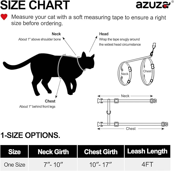 azuza Cat Harness and Leash Set for Safe Walking and Travel, Escape Proof Cat Harness, Lightweight Soft and Comfortable, Adjustable Kitten Harness for Small Medium Large Cats, Blue Plaid