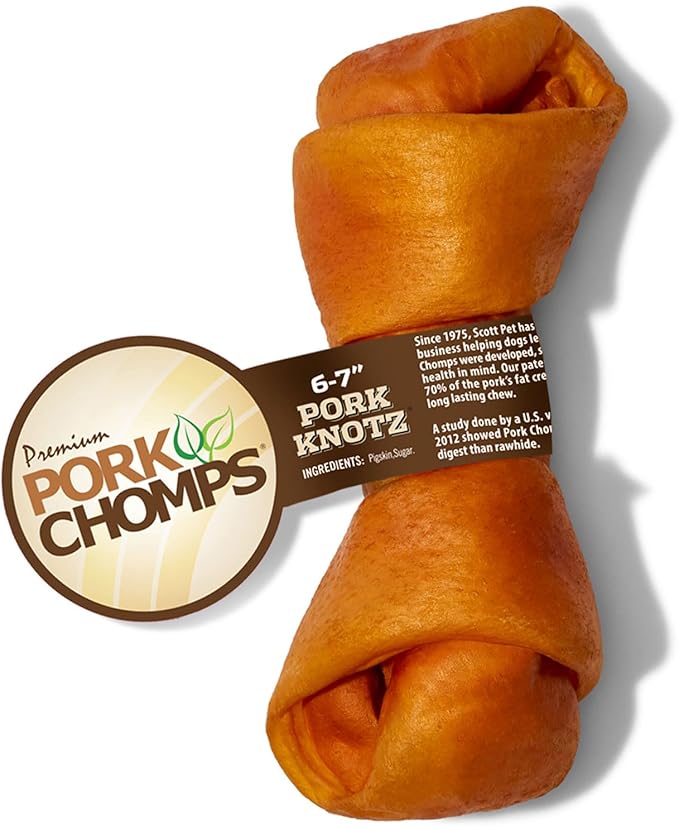Pork Chomps Roasted Pork Skin Dog Chew, 6-inch Knot, 1 Count