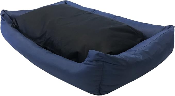 Tough Durable Oxford Waterproof Fabric Covered 2-Piece Polyester Filling Pillow Pet Bed for Small to Extra Large Dog (48x30 inches, Navy)