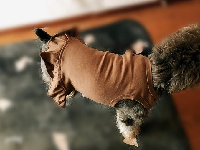 Pet Clothes Small Dog Clothing Blank Color Sport Dress T-Shirts Tee Dresses Tanks Top for Small Size Female Dogs Summer Spring Pet Costumes 100% Cotton (M, Coffee)