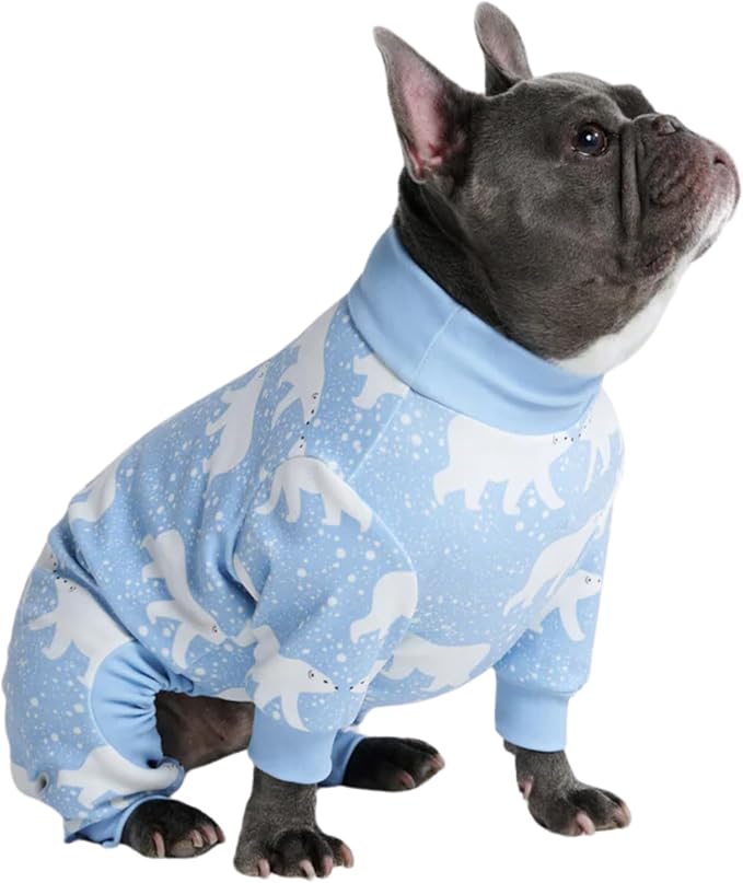 Spark Paws Dog Pajama, Dog Recovery Suit Male, Onesie, Ultra-Soft and 4-Way Stretch, for Small Medium and Large Breeds - Snowy Polar Bear - S