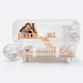 Clear Acrylic Hamster Cage, Dwarf Hamster Cage, Mouse Cage, Gerbil Cage - All-in-One Hamster Habitat with 18cm Silent Wheel, Tubes & Full Kit, 17.7×11.8×13.8" for Dwarf Hamsters, Mice, Gerbils