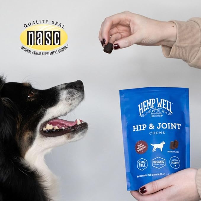 Hemp Well Hip and Joint Soft Chews – Best Joint Supplement for Dogs, Organically Sourced with Hemp, Glucosamine, Chondroitin and Breed Dogs,