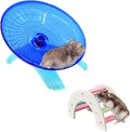 2 Pack Dwarf Hamster Flying Saucer Exercise Wheel Toy & Wood Rat Bridge Rainbow Climb-ABS Plastic Running & Jogging Silent Spinner-for Small Mouse Hedgehog Mice Cage