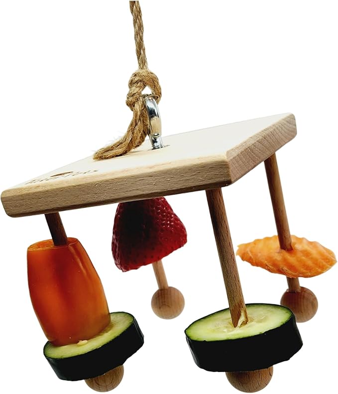 Enrichment Toy Turning Hanging for Guinea Pigs, Rabbits, Birds, Rats and Other Small Pets! Load with Veggies and Fruit (Hanging Toy)