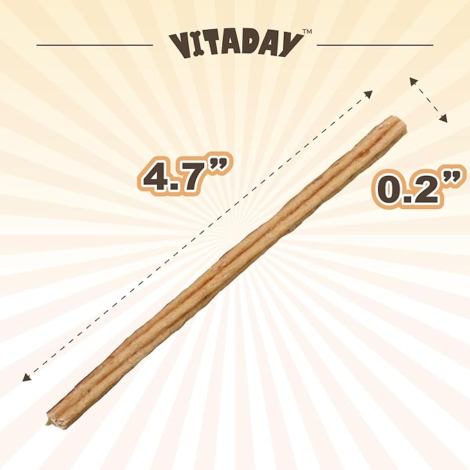VITADAY Buffalo Dog Treats Stick (S) 8oz, Natural Low-Fat Chews for Training & Rewards, Limited Ingredient, Perfect for Small Dogs & Puppies